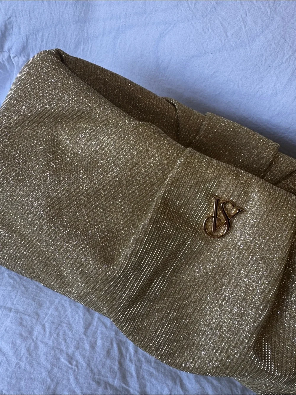 Victoria's Secret shimmer metallic gold clutch makeup bag